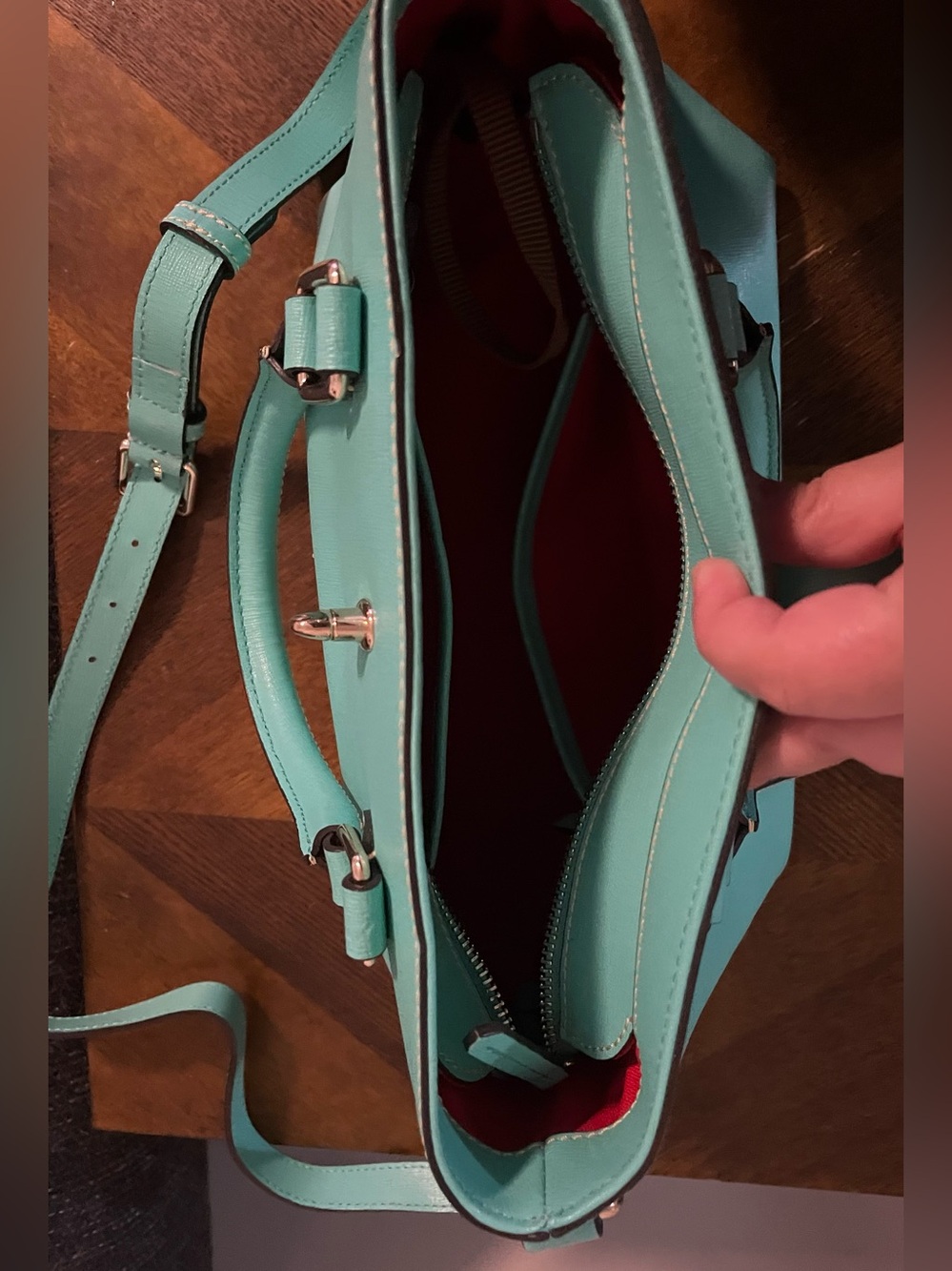 Dooney & Bourke Leather Satchel with Turn-Lock in Spearmint - NWOT - Picture 4 of 8